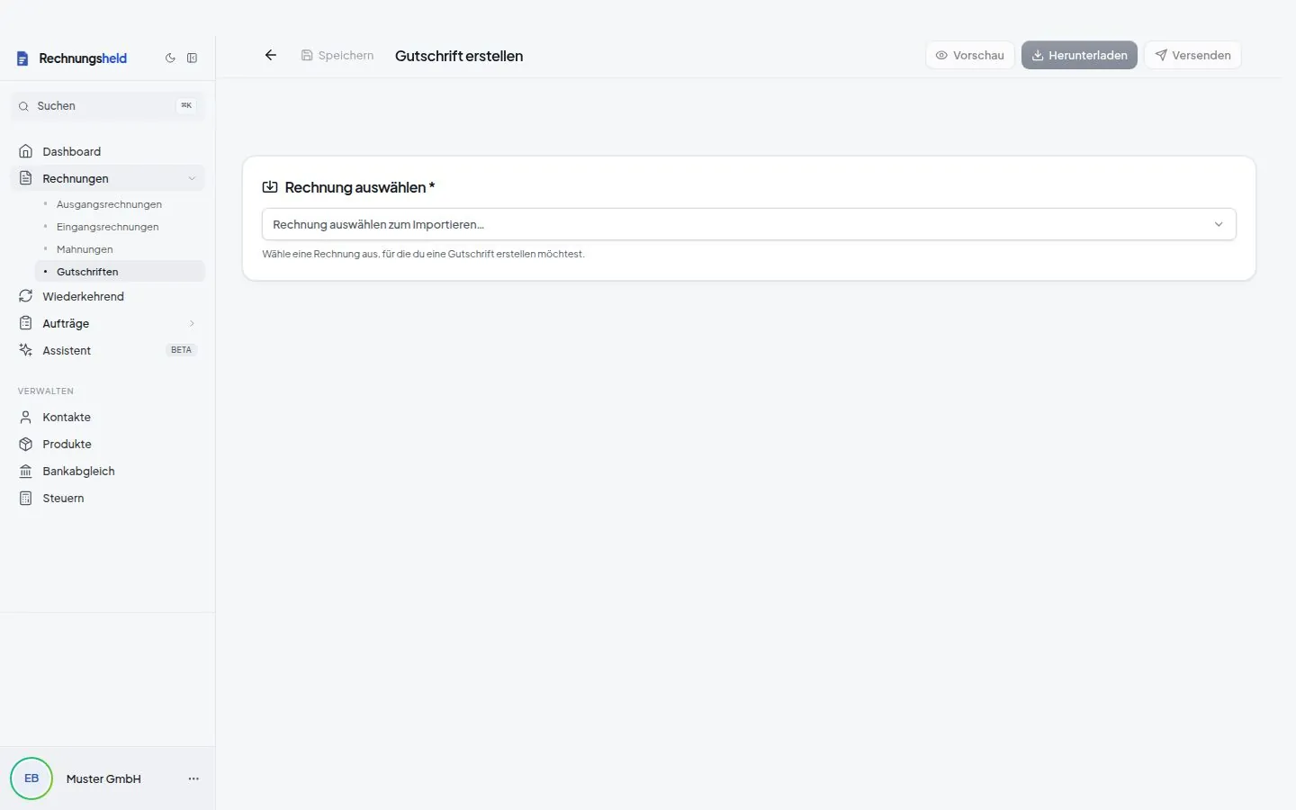 Storno und Gutschrift in Rechnungsheld